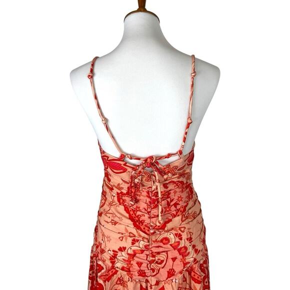 Farm Rio Red Jaipur Crossover Linen Blend Maxi Sundress Women’s Size Small NEW - Picture 7 of 16